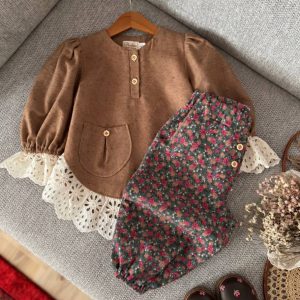 ست فانتزی تونیک و شلوار گلدار دخترانه